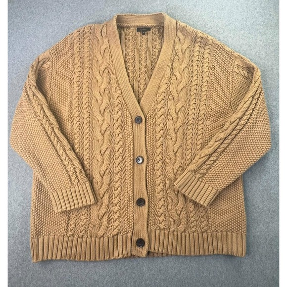 Quince Sweaters - Quince Oversized Cardigan Women's Size M Cable Knit Organic Cotton Sweater Camel